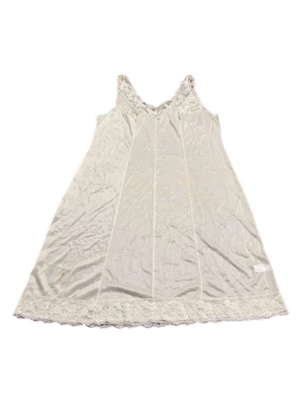70s/80s European Vintage Südtrikot Silky Lace Accent Slip Dress (Ivory) XL/1X